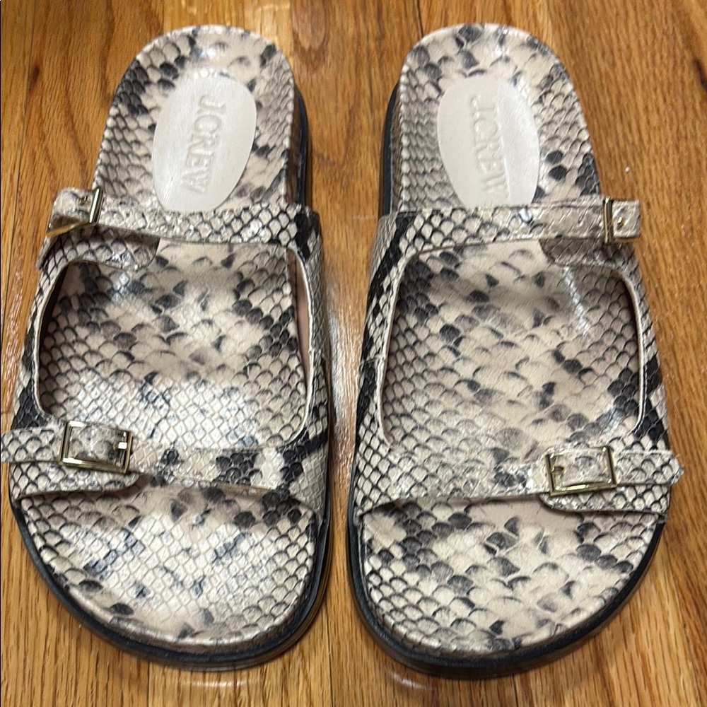 J.Crew Colbie Sandala size 8 Snakeskin Pattern Slide Sandals. NEW